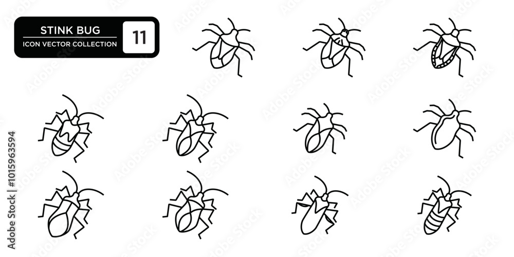 Stink bug icons collection, editable and resizable vector icon ...
