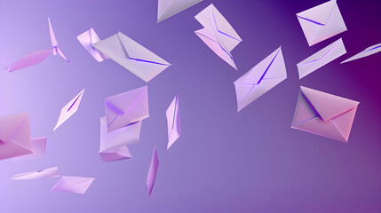 Poster - envelopes falling on purple background