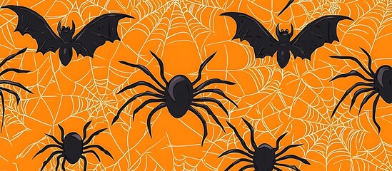 Poster - spider web banner. halloween party