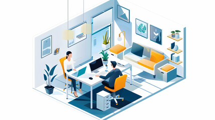 Poster - Home Office: Reflect the modern work environment with images of people working from home, showcasing comfortable and ergonomic setups.