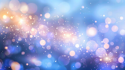 Poster - light blue bokeh background with lights and stars in the form of a shaped canvas light white and light beige Pale pink and light indigo add light, Christmas.