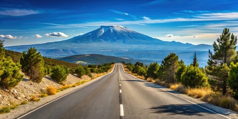 Narrow highway to Mont Ventoux with blue sky backdrop, Mont Ventoux, France, road, narrow, highway, sky, blue, landscape, scenic