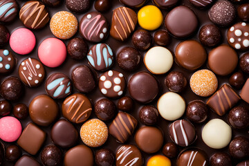 Sticker - mix of chocolate candies, top view