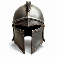 This detailed helmet, forged from gleaming metal, captures the essence of medieval craftsmanship, inviting admiration for its artistic beauty and historical significance