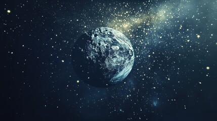 Wall Mural - majestic outer space view with detailed planet starfield backdrop