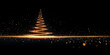 © Лилия Захарчук - A minimal outline of a Christmas tree with subtle golden lights on black background.