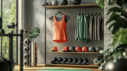 A sporty workout outfit arranged on a minimalist cloth