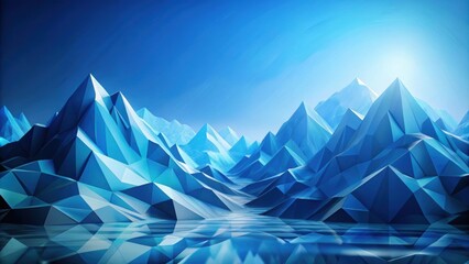 Canvas Print - Blue glass low poly mountains landscape abstract background, mountains, landscape, abstract, background, blue