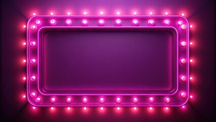 Sticker - Retro pink frame neon night lights glowing in a render background, retro, pink, frame, neon, night lights, glowing