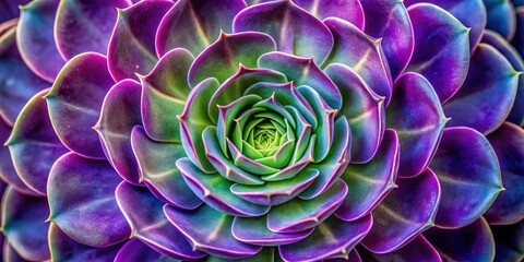 Poster - Close-up of a large purple flower with a green center, detailed succulent, purple, flower, large, green, center, succulent