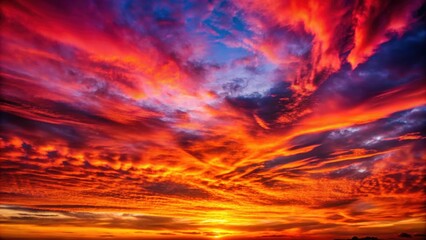 Canvas Print - Vibrant red sunset sky with a multitude of colors , wide-format, sunset, sunrise, sky, vibrant, red, colorful, nature, landscape