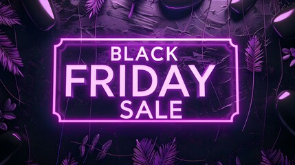 Purple 'BLACK FRIDAY SALE' Neon Sign on an elegant Dark Background