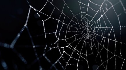 Poster - realistic spider web on black background