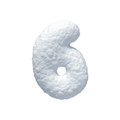 Poster - Number 6 made of snow realistic 3d design isolated on background. Six sign made from snowy white texture. Vector illustration