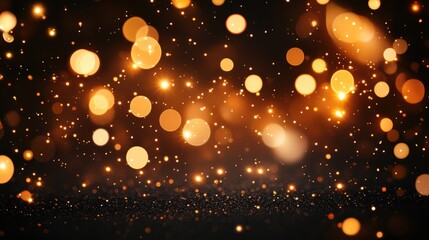 Wall Mural - golden bokeh lights glittering dark background