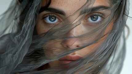 Poster - Close-up Portrait of a Woman with Veil