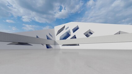 Abstract architecture background building geometric shape 3d render