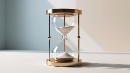 Sand Hourglass Minimalistic Clean Background for Passage of Time, Counting Hours and Minutes, Time Management, Productivity, Running out of Time, Aging, Wasting Time, Urgency