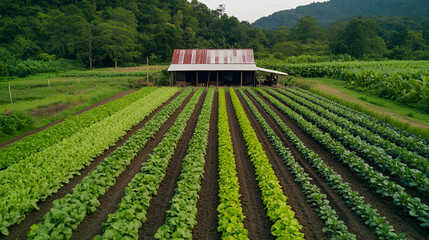 sustainable farming advocate with eco-friendly technology and organic farms ,copy space for design