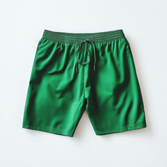 Wall Mural - Catalog photo mockup, green sports shorts, clean white background, Ai generated images