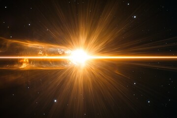 Poster - A powerful, vibrant burst of orange light illuminates the cosmic expanse, capturing the immense energy that punctuates the vastness of space in vivid display.