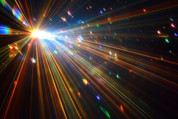 Leinwandbilder - A vibrant array of colorful light bursts radiates against a dark background, creating a dynamic display of brightness and color in a captivating spectacle.
