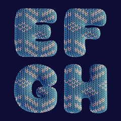 Poster - 3d render set of letters made of knitted fabric with cozy sweater pattern