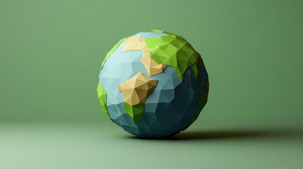 Wall Mural - Low Poly Globe Design, Simplistic 3D representation of a globe, ideal for digital projects, clean lines, vibrant colors, versatile use