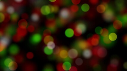 Wall Mural - Abstract looping animated background of colorful luminous Christmas particles falling with bokeh effect on a black background