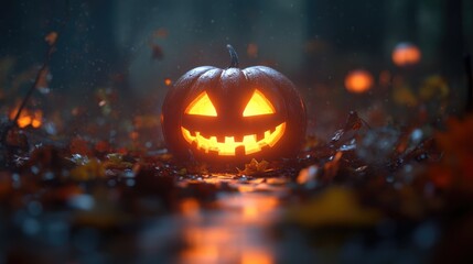 Halloween symbol illuminated pumpkin