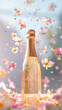 © Natalia Klenova - Festive champagne bottle surrounded by flying confetti and petals