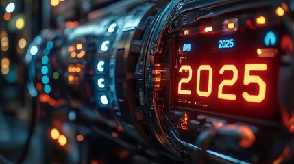Poster - Crafted display of electric car chargers showcasing futuristic design in a tech-focused environment