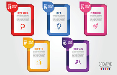 Wall Mural - business infographic design template with icons and 5 numbers options or steps. can be used for proc