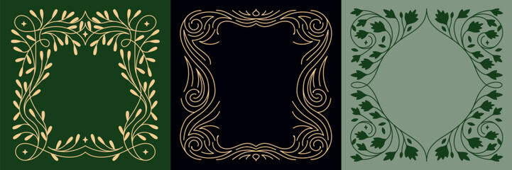 Aufkleber - Vector minimal geometric linear border and logo design templates with copy space for text, abstract aesthetic linear compositions, prints, frames and graphic design elements for packaging
