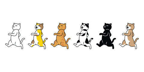 Wall Mural - cat vector kitten calico running walking icon neko pet cartoon character munchkin illustration symbo