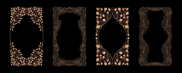 Aufkleber - Vector minimal geometric linear border and logo design templates with copy space for text, abstract aesthetic linear compositions, prints, frames and graphic design elements for packaging