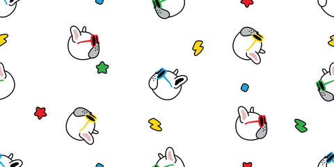 Wall Mural - dog seamless pattern french bulldog sunglasses fancy eyewear star flash vector pet doodle cartoon gi