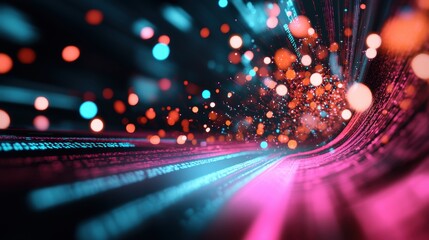 Poster - An abstract image of data flowing through a network, showcasing the digital world.
