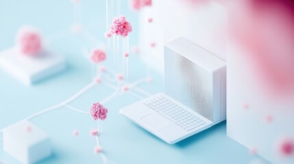 Poster - A graphic representation of a server farm with connections to remote users, demonstrating the seamless access to data and services from anywhere.