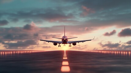 Poster - A wide shot of a runway with airplanes taking off and landing, showcasing the excitement of travel.