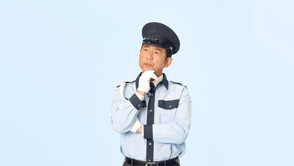 Aufkleber - 悩む男性警備員