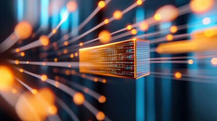Poster - A close up of a computer screen displaying a data transfer in progress, highlighting the rapid and efficient transfer of information across networks.