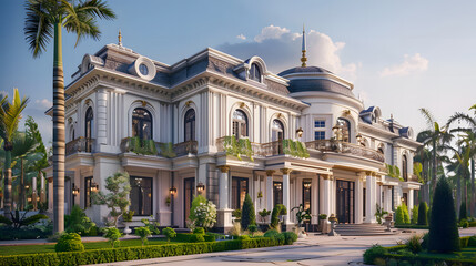 the historical influences on classic architecture mansion, referencing specific periods like georgia