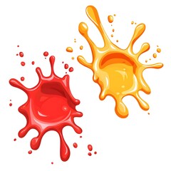 Wall Mural - red and yellow paint splatter isolated on white background