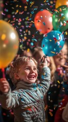 Joyful Children Celebrating New Year with Balloons