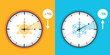 © krissikunterbunt - summer time and winter time concept with clock vector illustration
