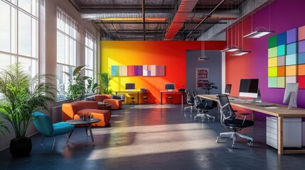 Poster - Color Psychology in Workspace Design: Explore the impact of color psychology on workspace design.