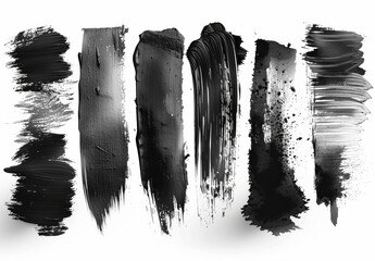Poster - Vector Grunge Brush Strokes Black Ink Textures Hand Drawn Horizontal Lines Set
