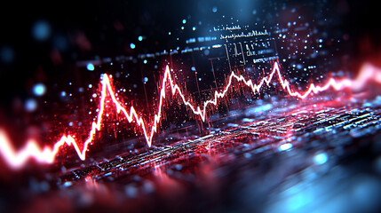 Poster - Real time data visualization of heart rate monitor displaying fluctuating metrics, showcasing dynamic nature of health monitoring technology