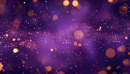Poster - Luxury Purple Background with Gold Bokeh Lights Glitter and Confetti
